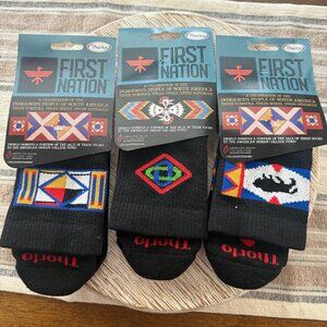 Thorlos First Nation Bundle 3 Quarter Crew Socks Unisex Medium Black New